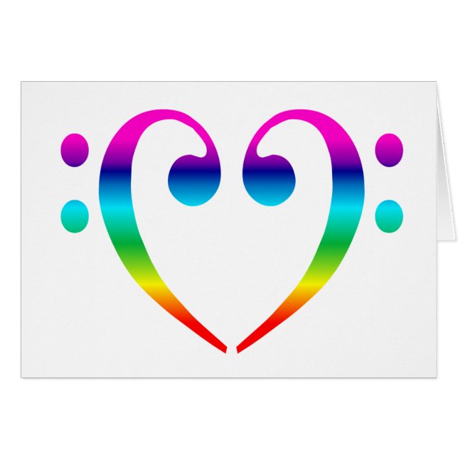 Rainbow Bass Clef Heart (Front Horizontal)