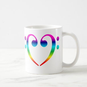 Rainbow Bass Clef Heart Coffee Mug