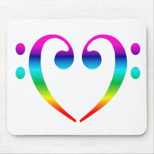Rainbow Bass Clef Heart Mouse Mat