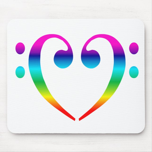 Rainbow Bass Clef Heart Mouse Mat (Front)
