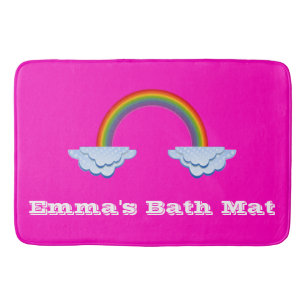 Rainbow Bath Mat on Hot Pink