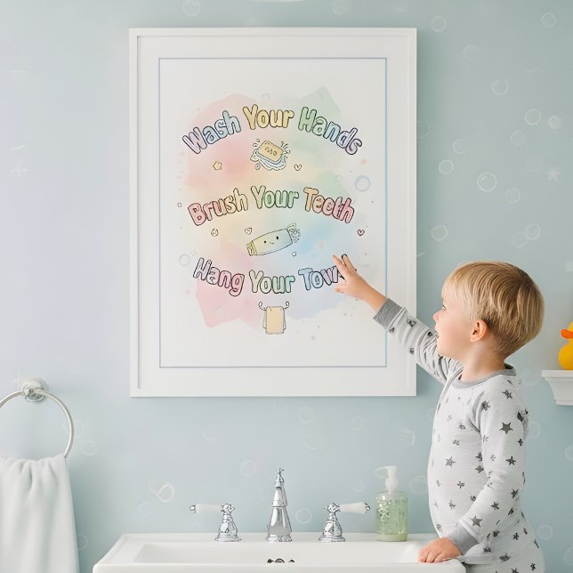 Rainbow Bathroom Rules Kids Bathroom Wall Art (Creator Uploaded)