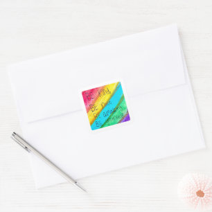 Rainbow BE Kind BE Yourself Inspirational Saying  Square Sticker