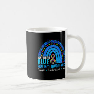 Rainbow Be Kind Trendy Tee We Wear Blue For Autism Coffee Mug