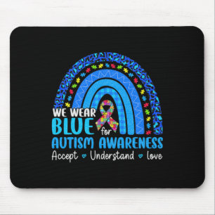 Rainbow Be Kind Trendy Tee We Wear Blue For Autism Mouse Mat