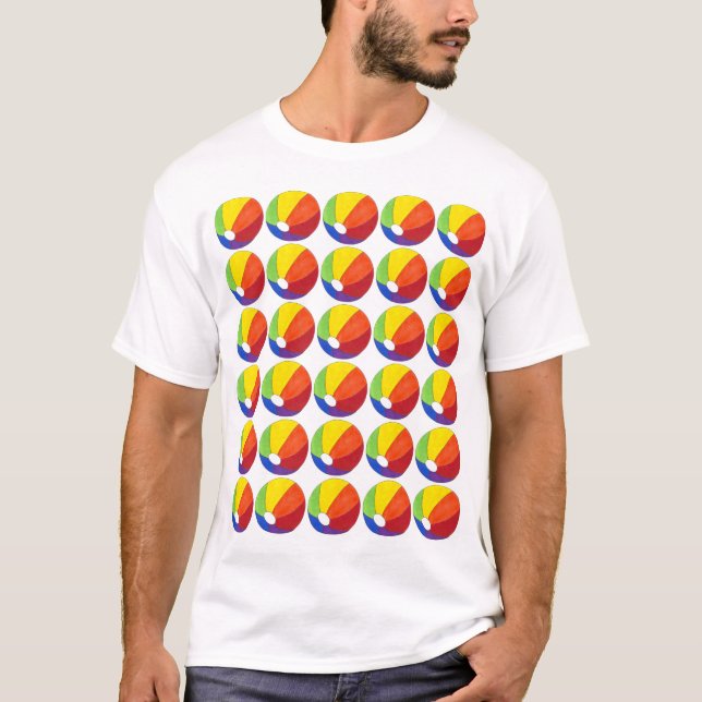 Rainbow Beach Ball Balls Beachball Summer Fun T-Shirt (Front)