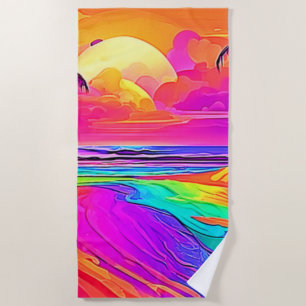 Rainbow Beach: Cartoon Fun Beach Towel