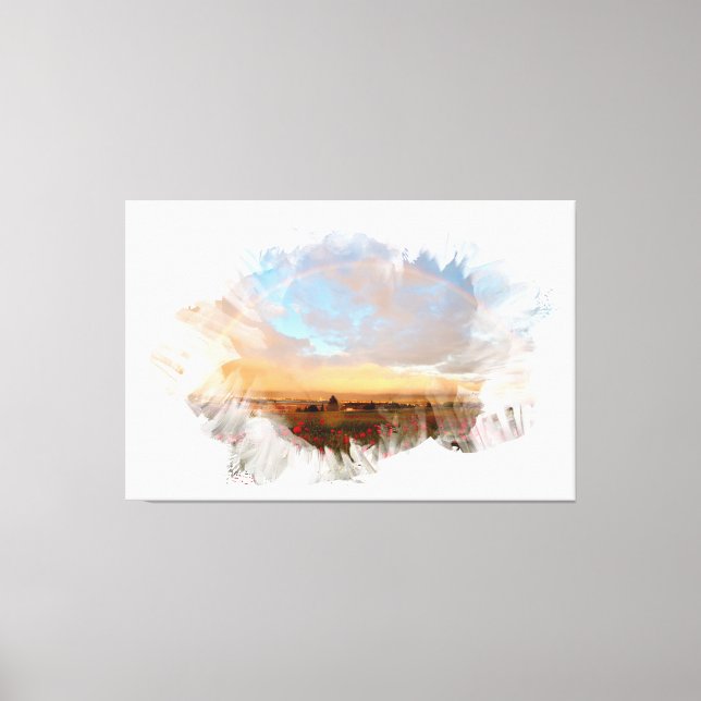 *~* Rainbow Beach Waves Ocean Artsy Floral AR11 Canvas Print (Front)