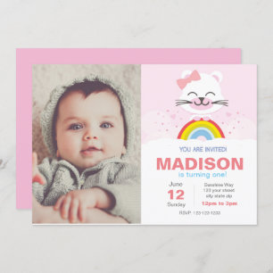 Rainbow Bear Birthday Invitation