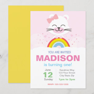 Rainbow Bear Birthday Invitation