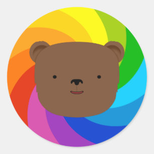 Rainbow Bear Classic Round Sticker