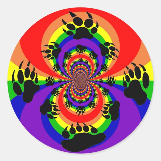 Rainbow Bear Paw Polar Inversion Classic Round Sticker (Front)