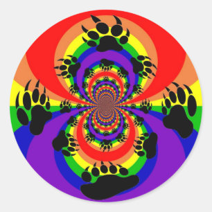 Rainbow Bear Paw Polar Inversion Classic Round Sticker