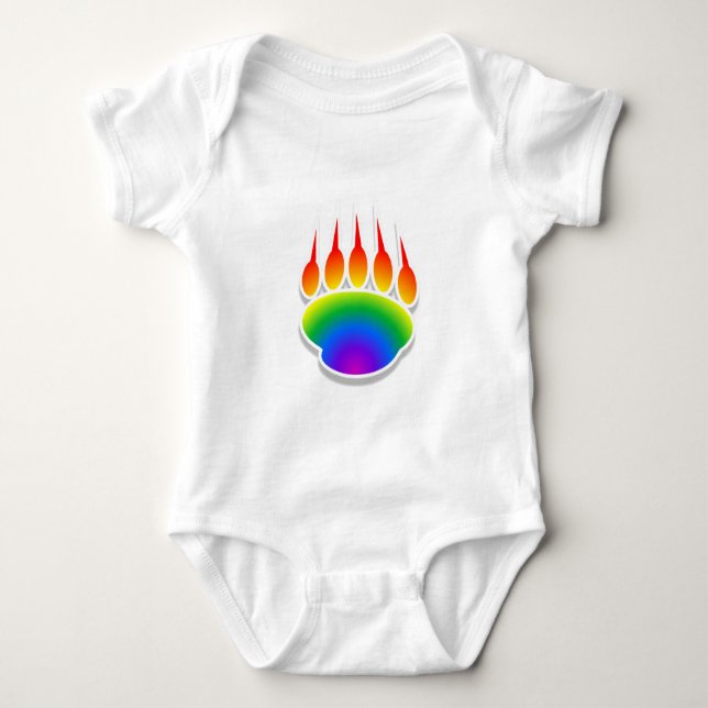 Rainbow Bear Paw Print Baby Bodysuit (Front)