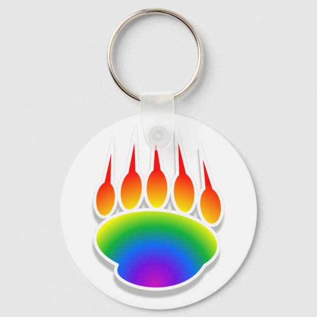 Rainbow Bear Paw Print Key Ring (Front)