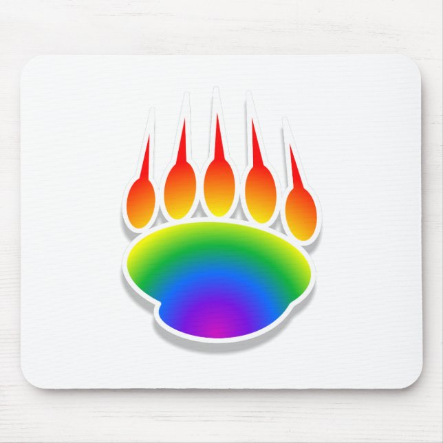 Rainbow Bear Paw Print Mouse Mat (Front)
