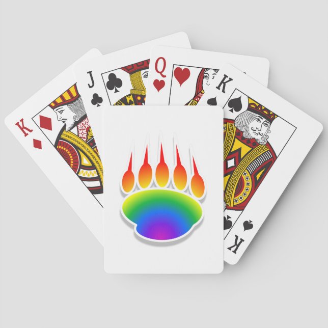 Rainbow Bear Paw Print Playing Cards (Back)