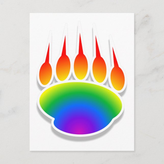 Rainbow Bear Paw Print Postcard (Front)