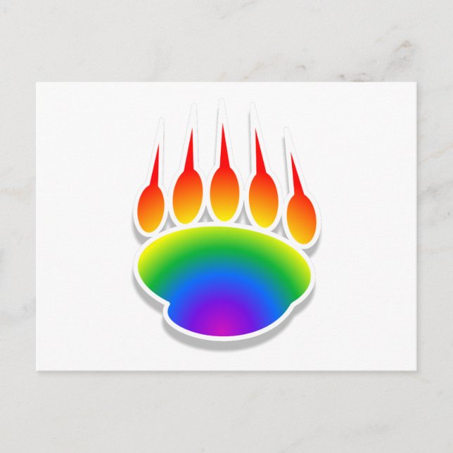 Rainbow Bear Paw Print Postcard (Front)