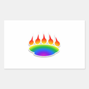 Rainbow Bear Paw Print Rectangular Sticker