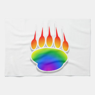 Rainbow Bear Paw Print Tea Towel