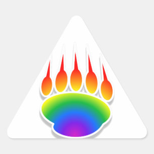 Rainbow Bear Paw Print Triangle Sticker