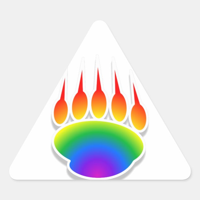 Rainbow Bear Paw Print Triangle Sticker (Front)