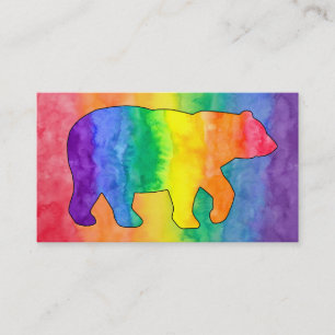 Rainbow Bear Watercolor Wash Business Card