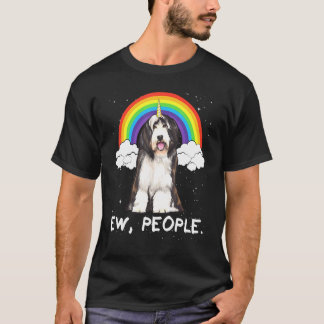 Rainbow Bearded Collie Ew People Unicorn Dog T-Shirt