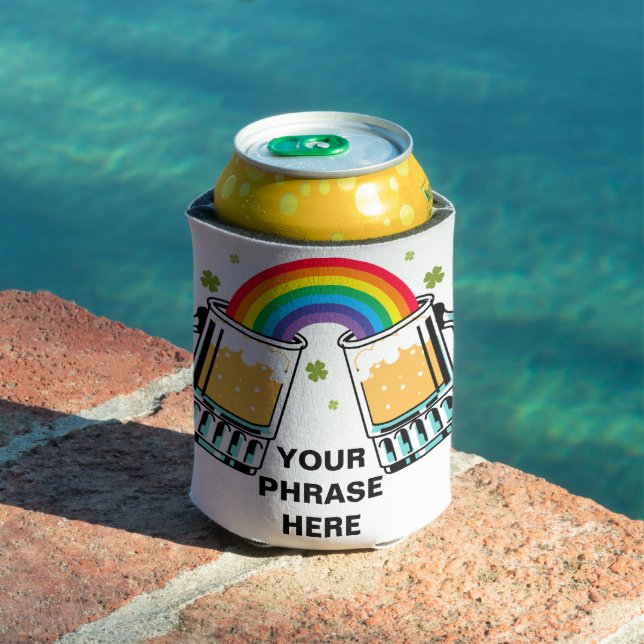 RAINBOW BEER CUSTOMIZABLE ADD YOUR OWN NAME/PHRASE CAN COOLER (In Situ Pool)
