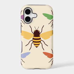 Rainbow bees bumblebees vintage insect pattern