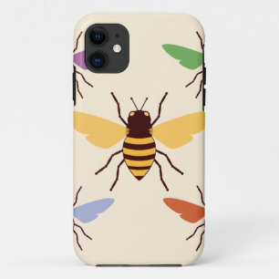 Rainbow bees bumblebees vintage insect pattern iPhone 11 case