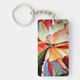 Rainbow Begonia flower original watercolour art Key Ring