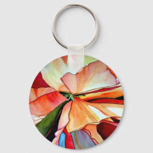 Rainbow Begonia flower watercolour original art Key Ring