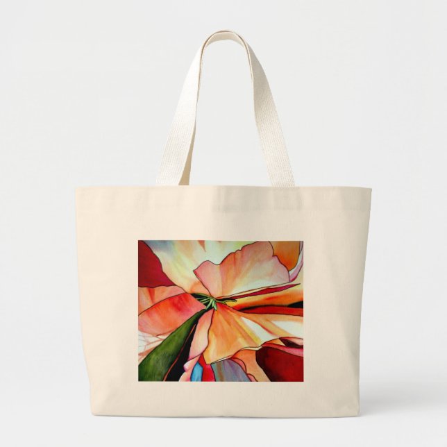 Rainbow Begonia flower watercolour original art Large Tote Bag (Front)