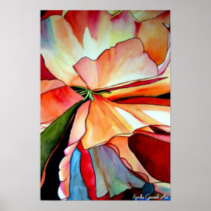Rainbow Begonia flower watercolour original art Poster