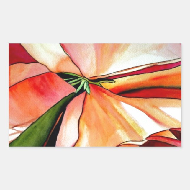 Rainbow Begonia flower watercolour original art Rectangular Sticker (Front)