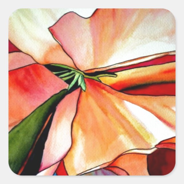 Rainbow Begonia flower watercolour original art Square Sticker (Front)
