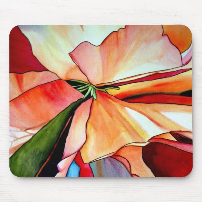 Rainbow begonia original watercolour art flower mouse mat (Front)