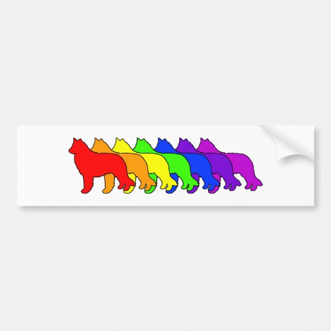 Rainbow Belgian Sheepdog Bumper Sticker (Front)
