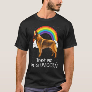 Rainbow Belgian Tervuren Trust Me Im A Unicorn Dog T-Shirt
