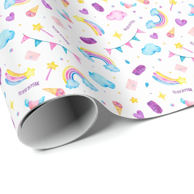 Rainbow - Believe in Magic Wrapping Paper (Roll Corner)