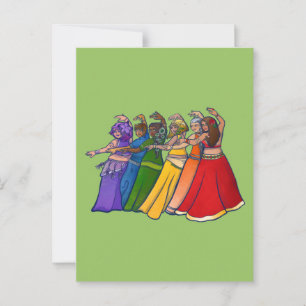 Rainbow Belly Dancer Art Belly Dance Postcard