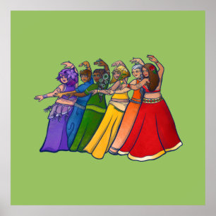 Rainbow Belly Dancer Art Belly Dance  Poster