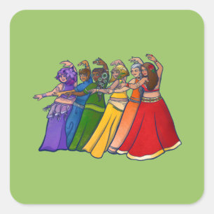 Rainbow Belly Dancer Art Belly Dance Square Sticker