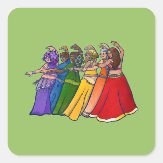 Rainbow Belly Dancer Art Belly Dance Square Sticker