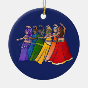 Rainbow Belly Dancer Art Belly Dance Troupe Ceramic Tree Decoration