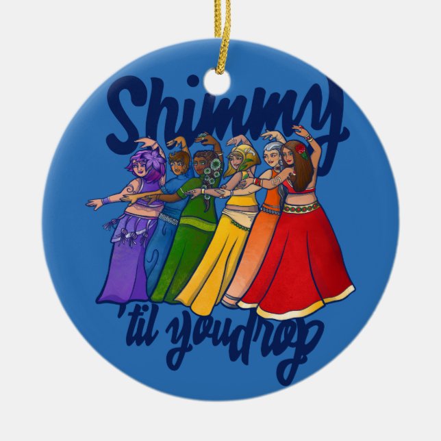 Rainbow Belly Dancer Art Belly Dance Troupe Ceramic Tree Decoration (Front)