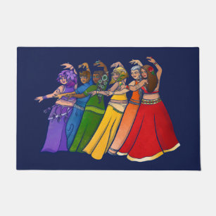 Rainbow Belly Dancer Art Belly Dance Troupe Doormat