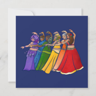 Rainbow Belly Dancer Art Belly Dance Troupe Holiday Card